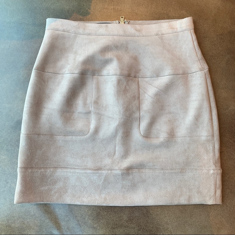NWOT Bebe Beige Suede Mini Skirt
